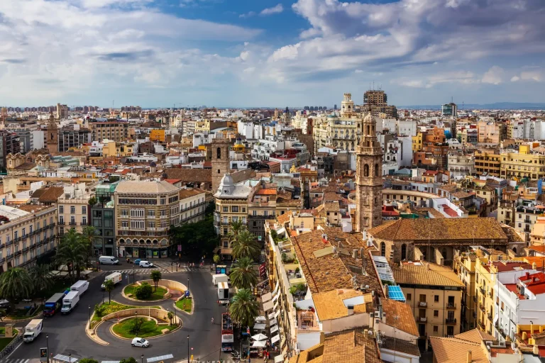 Vista elevada do centro de Valencia
